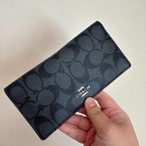 NWT! RARE! Coach Bifold Wallet In Signature Canvas F88026 Black & Grey Women's